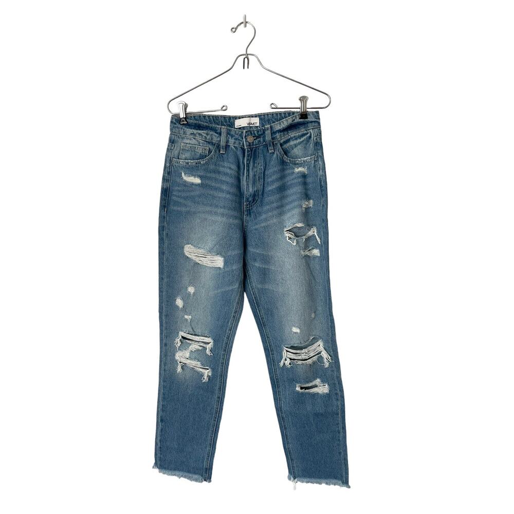 Vervet by‎ flying monkey women's Distressed Destroyed Raw hem Mom Jeans V2149 27